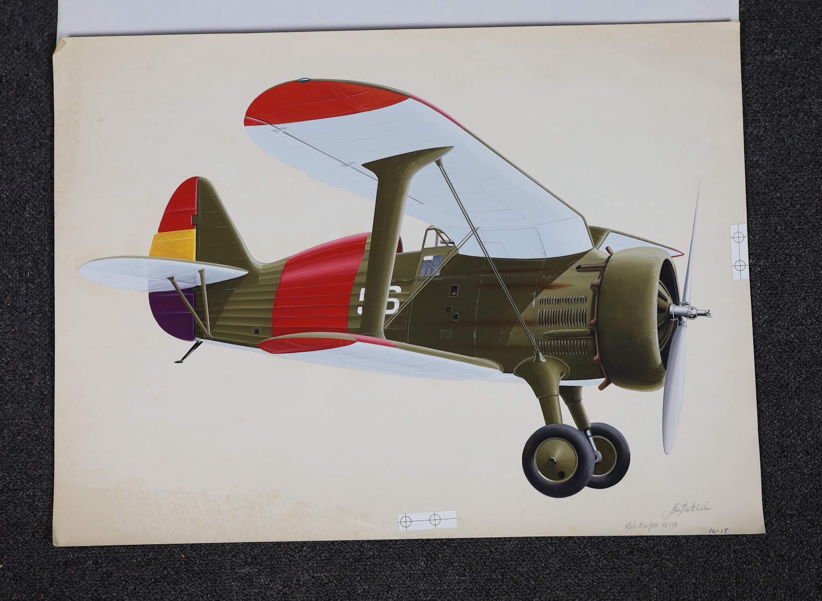 John Henry Batchelor MBE (1936-2019), Military aviation subjects, watercolours (7), largest 40 x 54cm, unframed, Please note this lot attracts an additional import tax of 5% on the hammer price